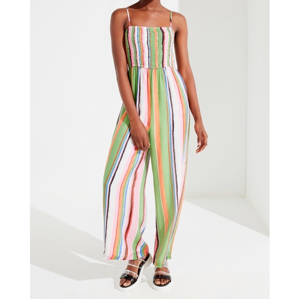 UO Smocked Striped Jumpsuit
